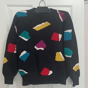 Breckenridge Women’s Crewneck Sweater - Black with Multicolor Pattern